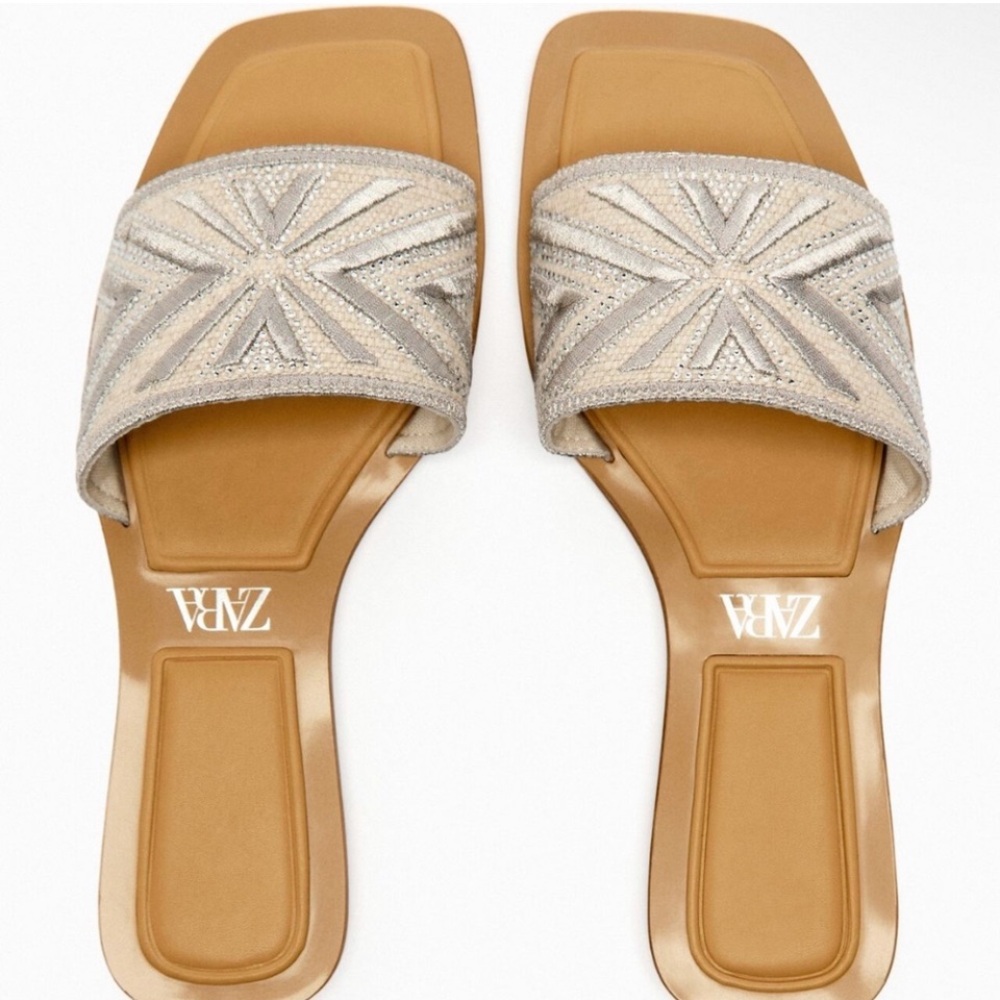 Zara limited edition rhinestones fabric sandal
